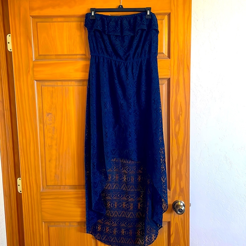 Navy blue high low dress L